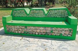 Plastic waste becomes park furniture with eco-bricks